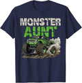 Funny Monster Aunt Monster Truck Off Road Family Matching T-Shirt - Navy Blue