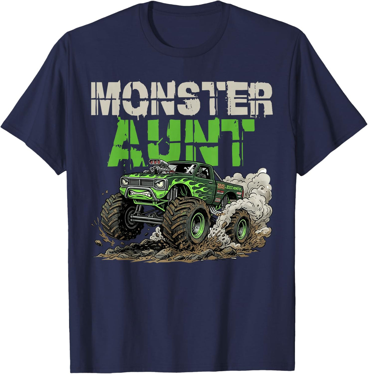 Funny Monster Aunt Monster Truck Off Road Family Matching T-Shirt - Navy Blue