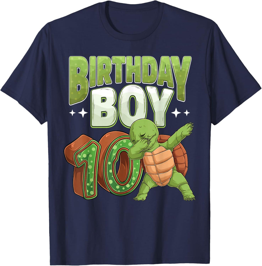 10 year old Turtle animal lovers 10th Birthday Boy T-Shirt - Navy Blue
