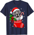 Great Dane Dog Christmas Stocking Cute Festive Xmas T-Shirt - Navy Blue