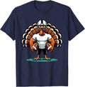 Turkey Day Football Player Men Boys Kids Fall Thanksgiving T-Shirt - Navy Blue