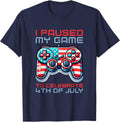 I Paused My Game To Celebrate 4th Of July Video Gamer Boys T-Shirt - Navy Blue