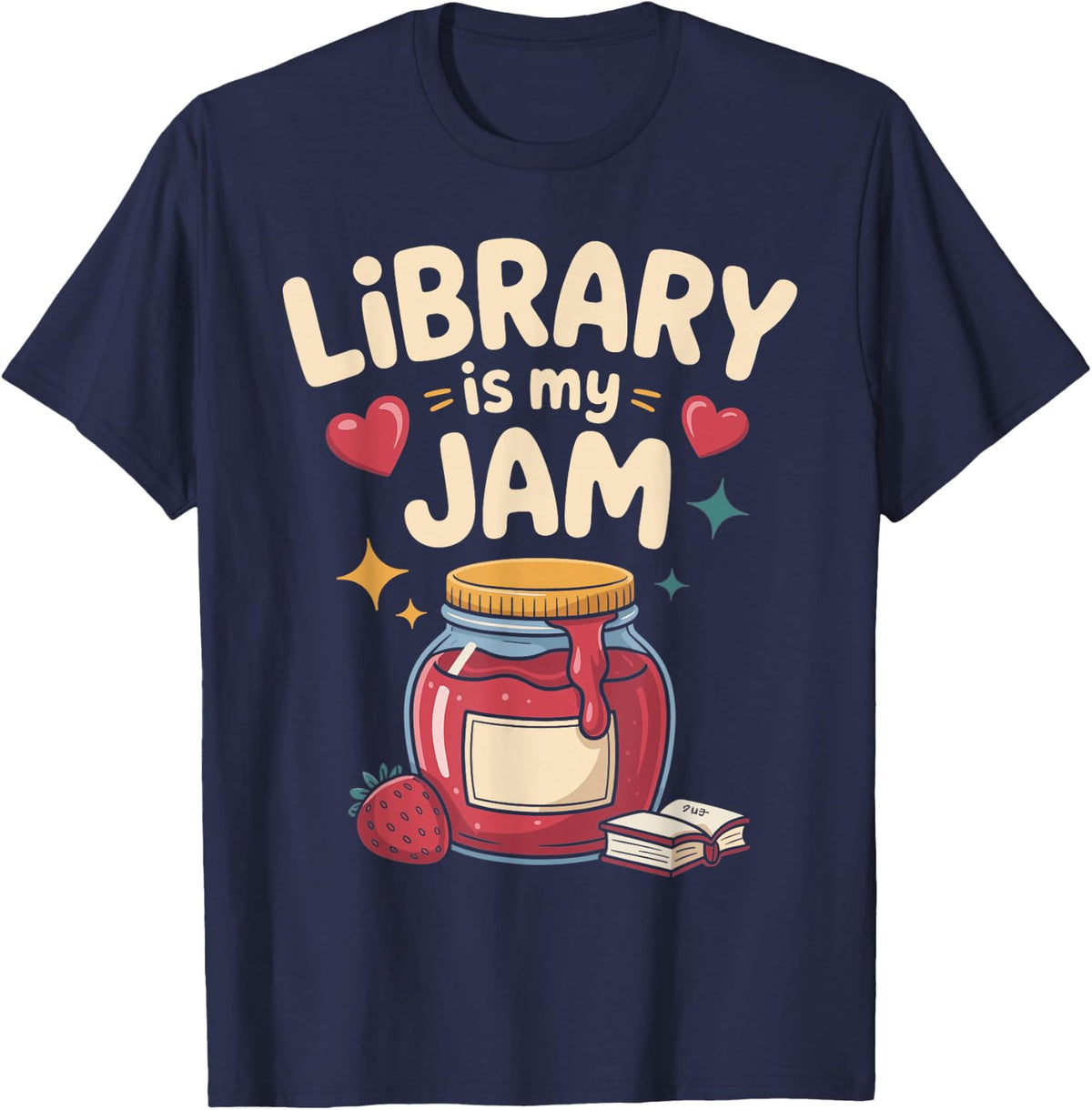 Library is My Jam Librarian School T-Shirt - Navy Blue