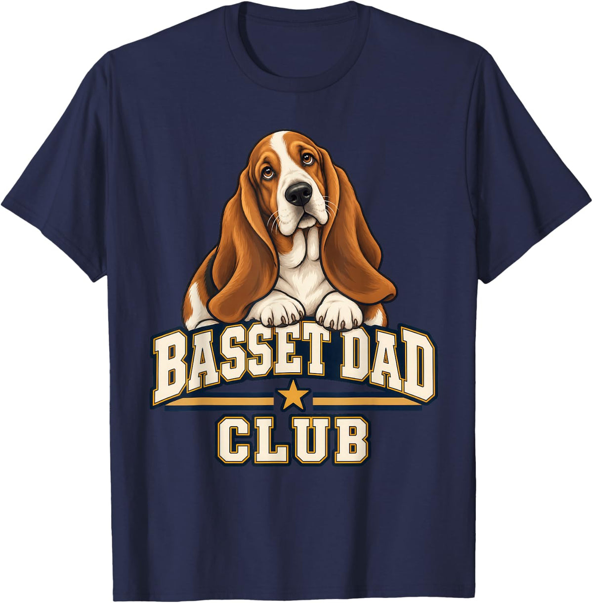 Basset Hound Dog Dad T-Shirt - Navy Blue