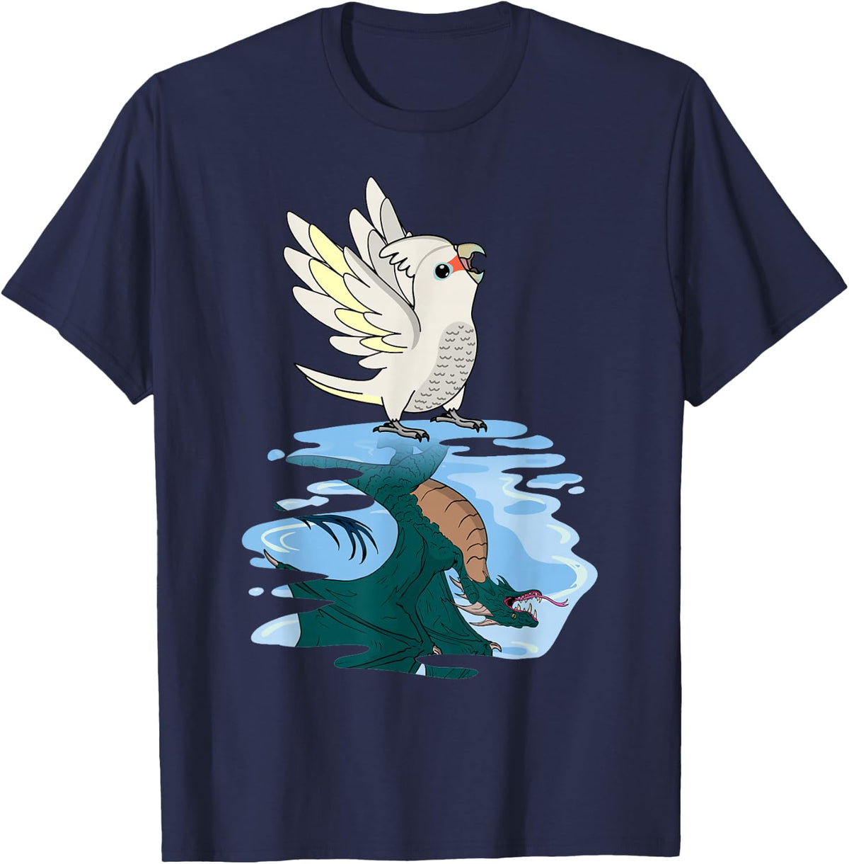Parrot & Dragon Reflection I Goffins Cockatoo T-Shirt - Navy Blue