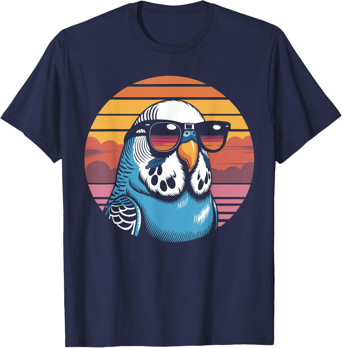 Vintage Budgie Parakeet Sunglasses Budgie T-Shirt - Navy Blue