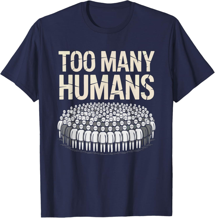 Social Anxiety Small Cat Lost Crowd Overwhelm Overwhelmed T-Shirt - Navy Blue