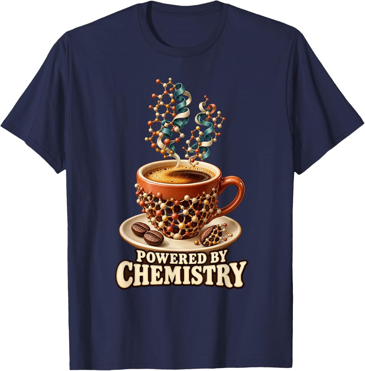 Molecular Coffee Biochemist T-Shirt - Navy Blue