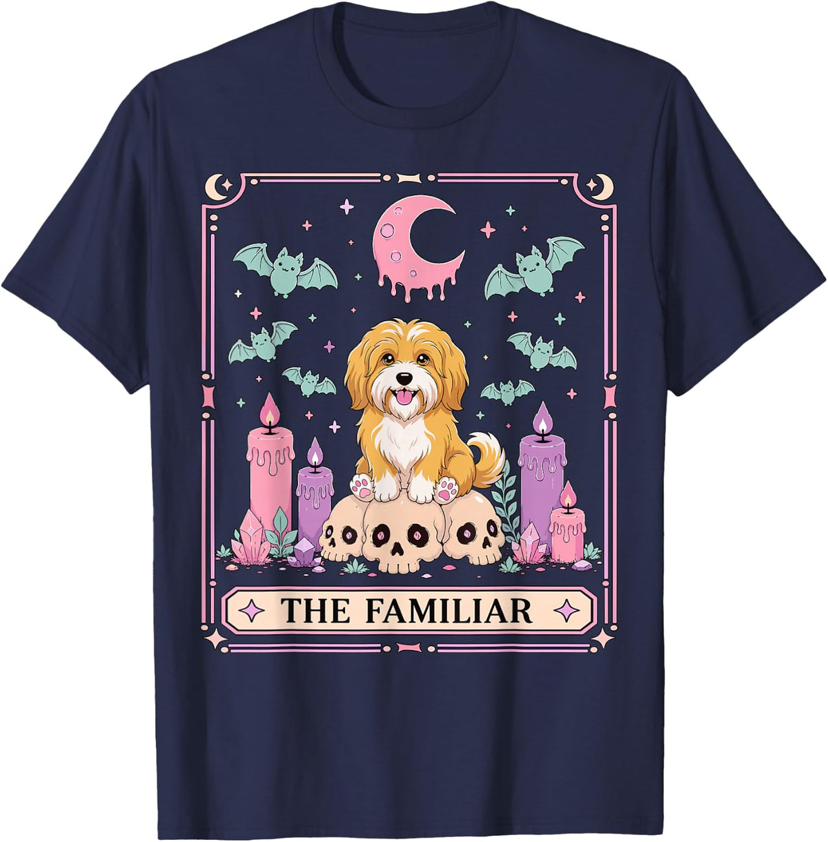 Havanese Dog Tarot Card T-Shirt - Navy Blue