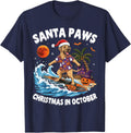 Santa Paws Merry Christmas in October Great Dane Dog Lover T-Shirt - Navy Blue