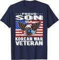 Proud Son Of Korean War Veteran - Military Vet's Child Gift T-Shirt - Navy Blue