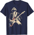 George Washington President Playing Guitar Retro Vintage T-Shirt - Navy Blue