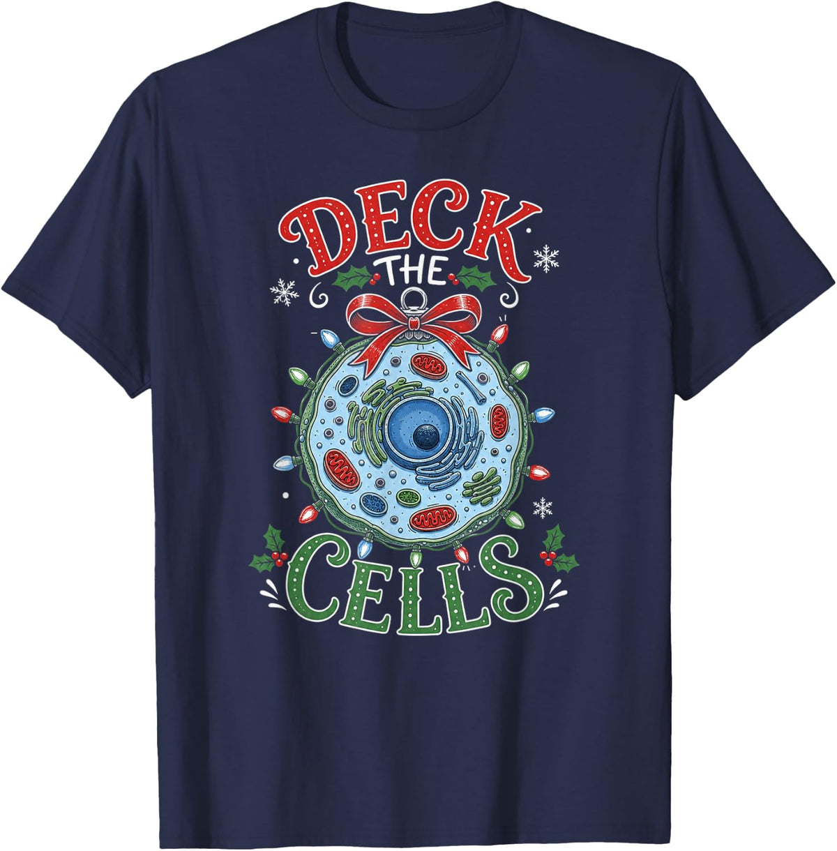 Biologist Christmas Animal Cell T-Shirt - Navy Blue