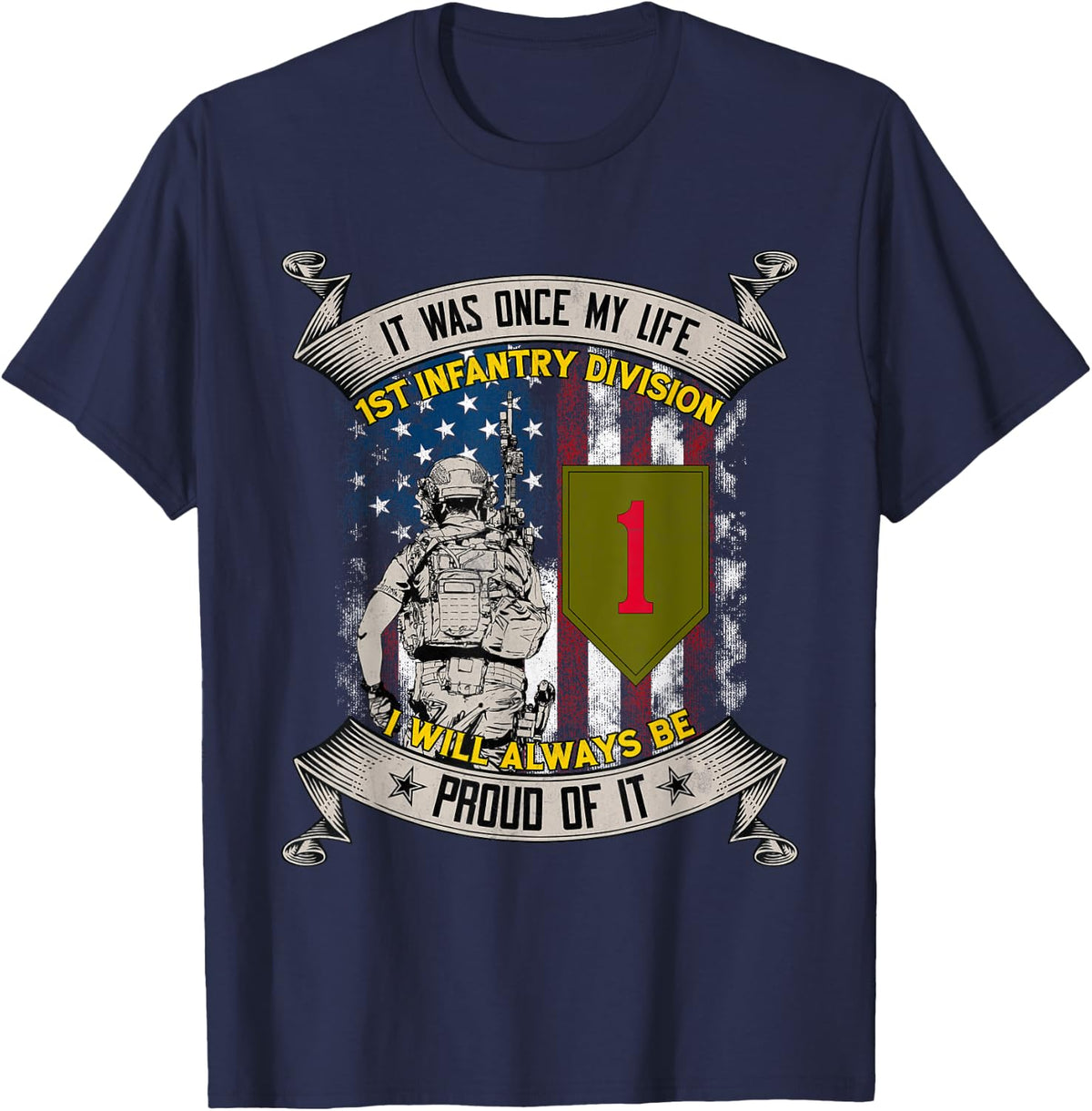 1st Infantry Division Veteran Fort Riley Kansas Vintage Tee T-Shirt - Navy Blue
