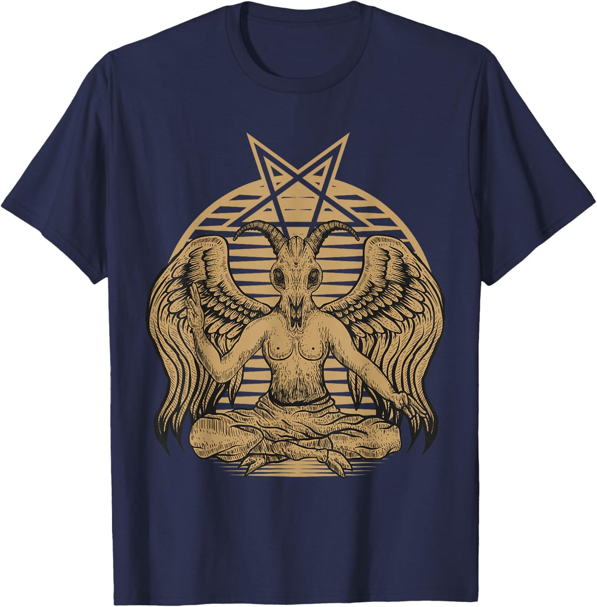 Baphomet Satanic T-Shirt - Navy Blue
