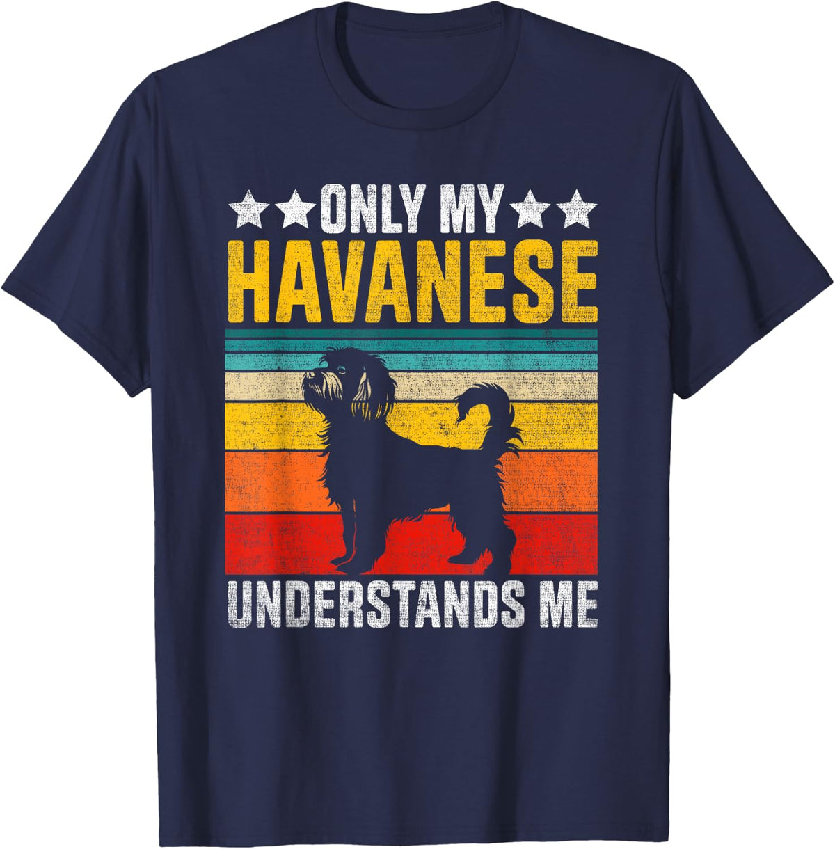 Only My Havanese Understands Me Funny Havanese Dog T-Shirt - Navy Blue