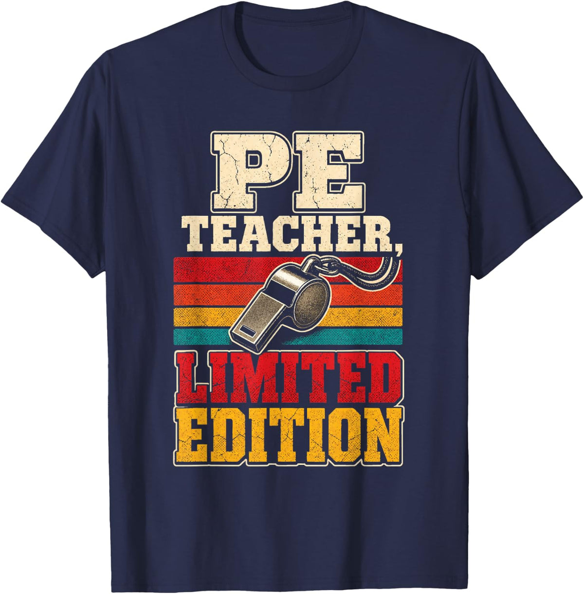 PE Teacher Limited Edition Gym Physical Education Vintage T-Shirt - Navy Blue