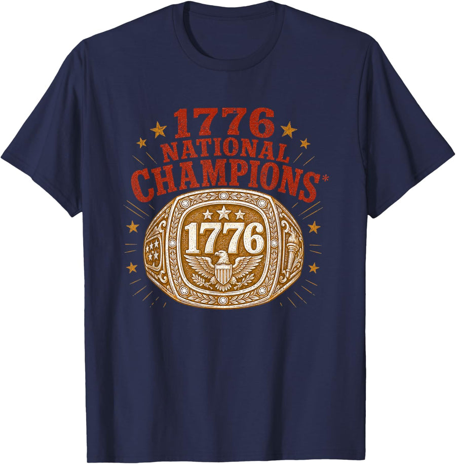 1776 National Champions Championship Ring T-Shirt - Navy Blue