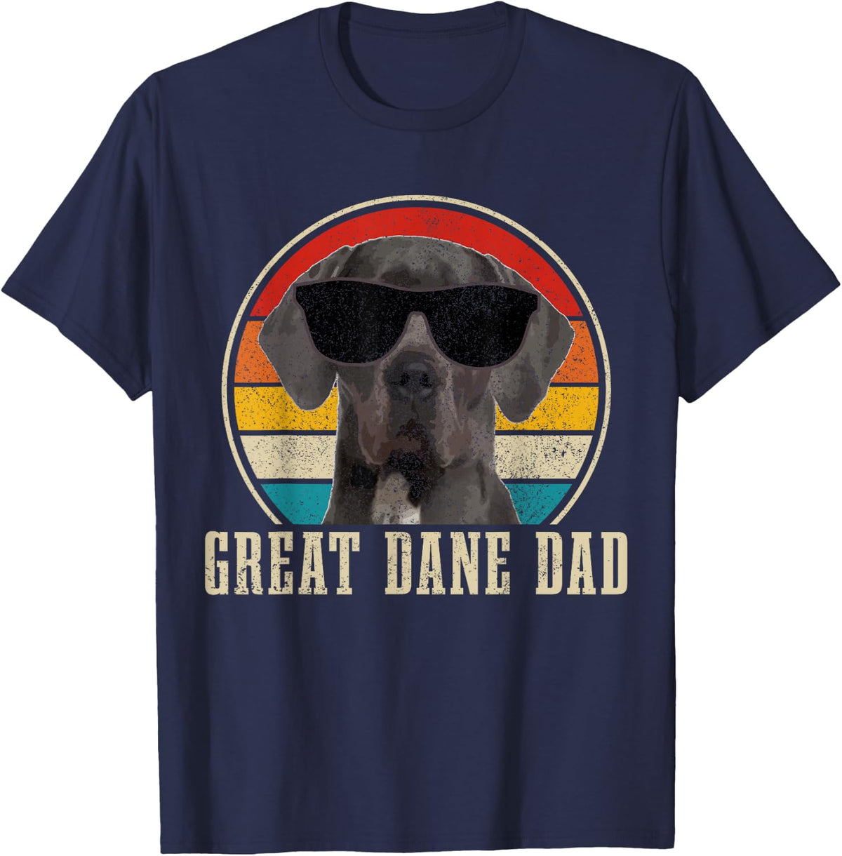 Danish Great Dane Vintage Dog Funny Men T-Shirt - Navy Blue