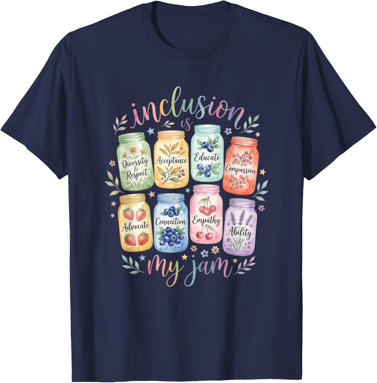Inclusion is My Jam Sped Teacher Special Education Tee T-Shirt - Navy Blue