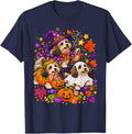 Havanese Halloween Dogs Witch Ghost Pumpkin T-Shirt - Navy Blue