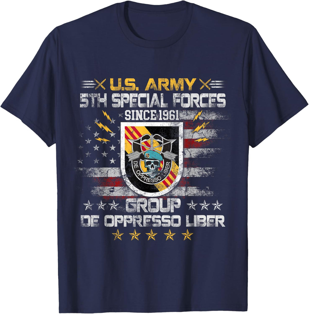 5th Special Forces Group Veteran 5th SFG 4th of July Mens T-Shirt - Navy Blue