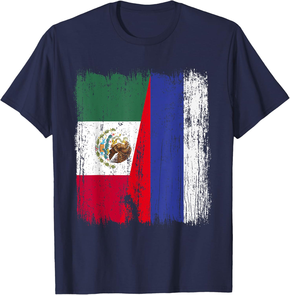 Mexico Russia Half Flag Mexican Russian Jersey T-Shirt - Navy Blue