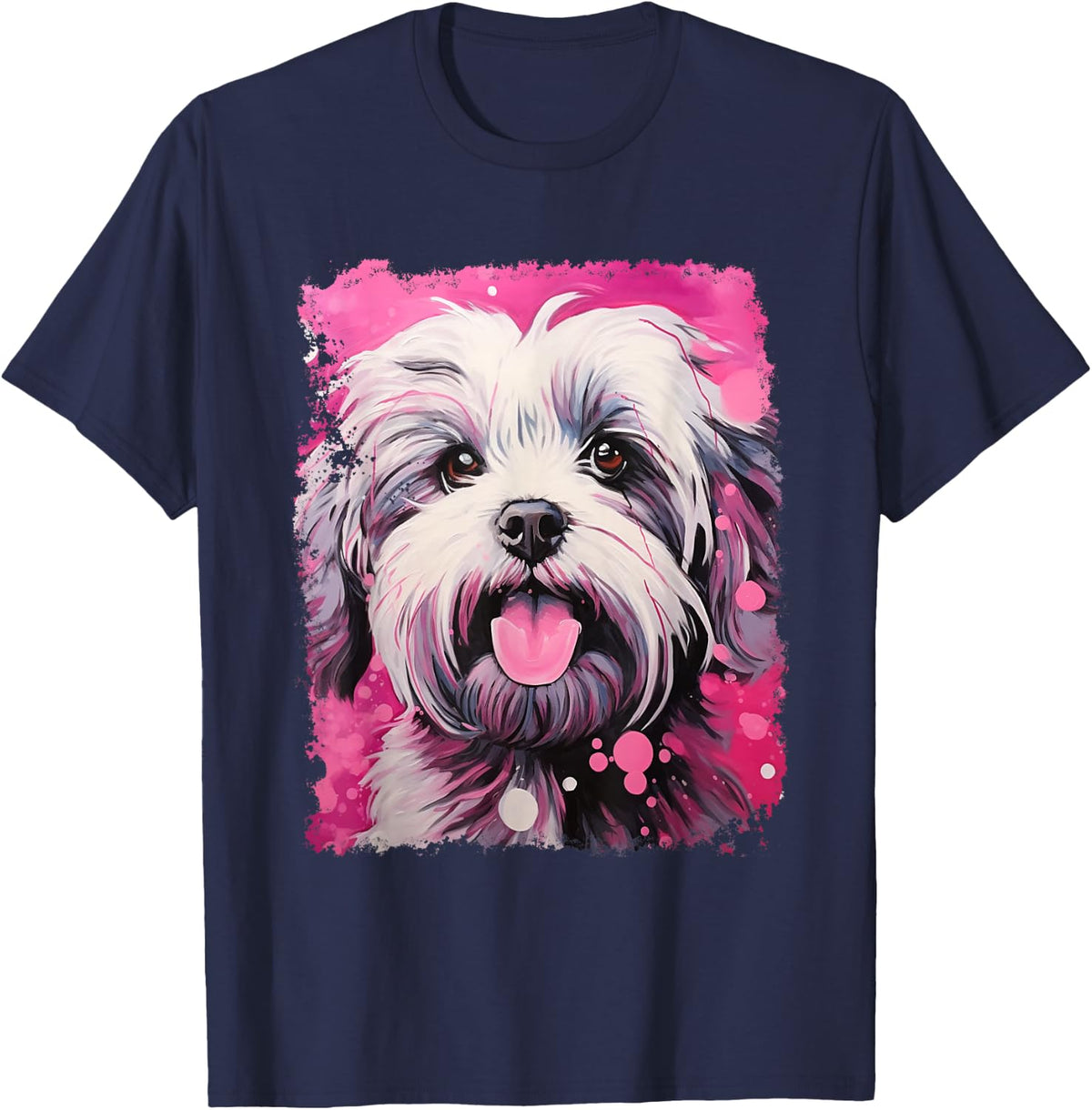 Dog Havanese Pink T-Shirt - Navy Blue