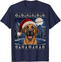 Fawn Great Dane Dog Santa Ugly Christmas T-Shirt - Navy Blue