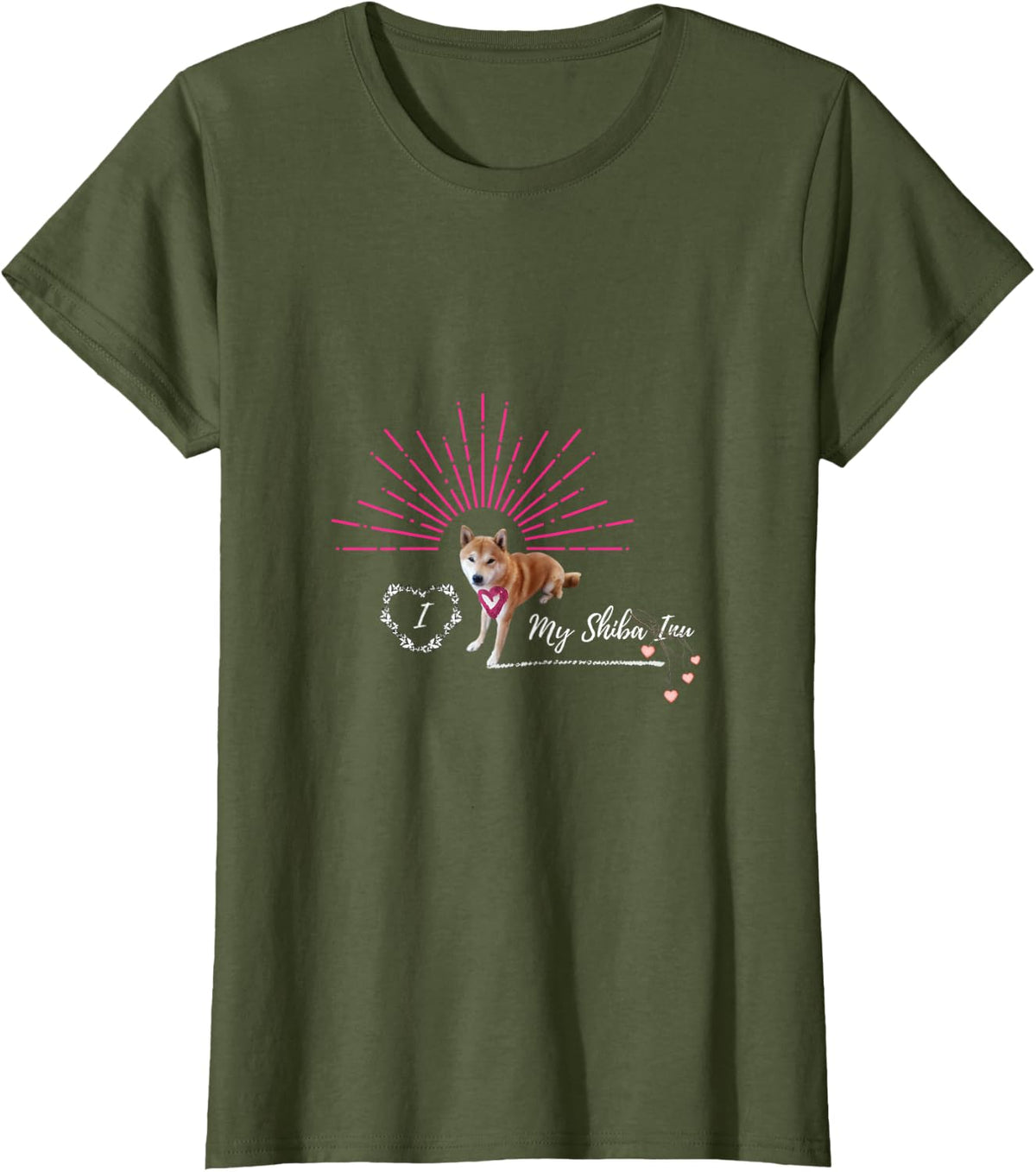 I Love My Shiba Inu T-Shirt - Olive Green