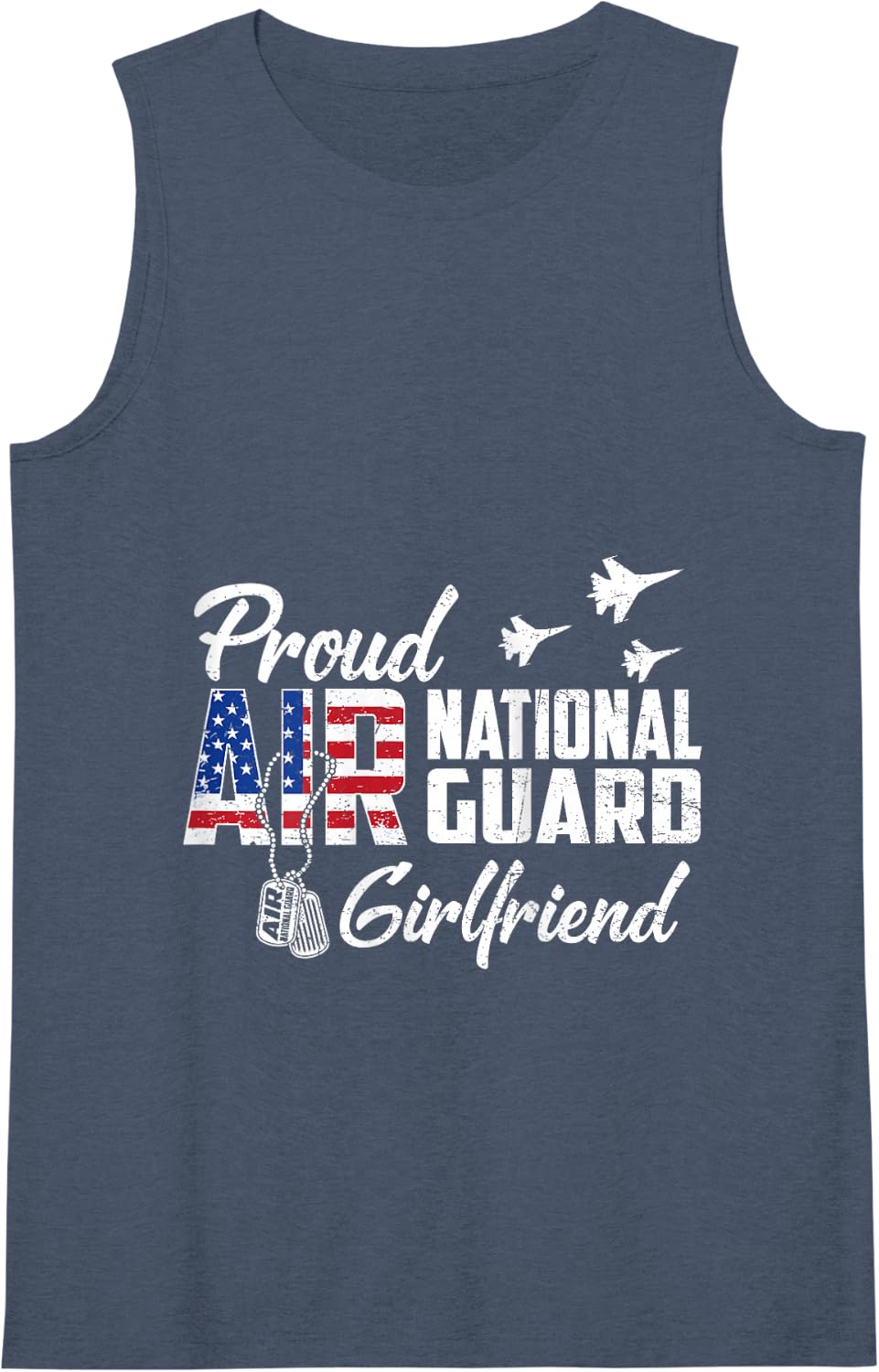 Womens Proud Air National Guard Girlfriend Flag US Family Matching Tank Top - Navy Blue
