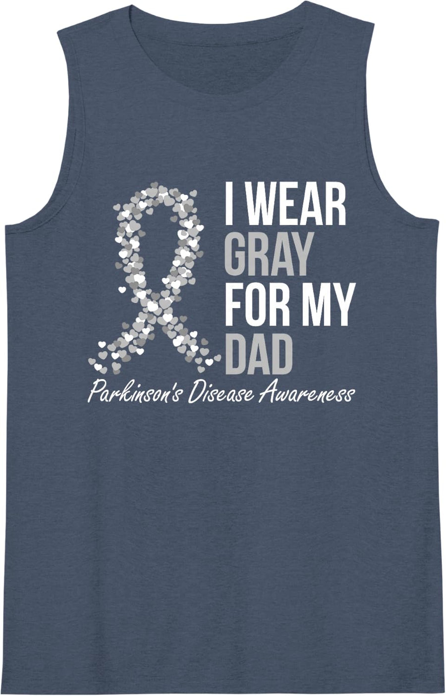 Women's Parkinsons Awareness Dad I Wear Gray Ribbon Family Support Sleeveless Tank Top - Navy Blue