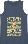 Womens Proud Daughter Of Vietnam Veteran US Flag Military Family Tank Top - Navy Blue