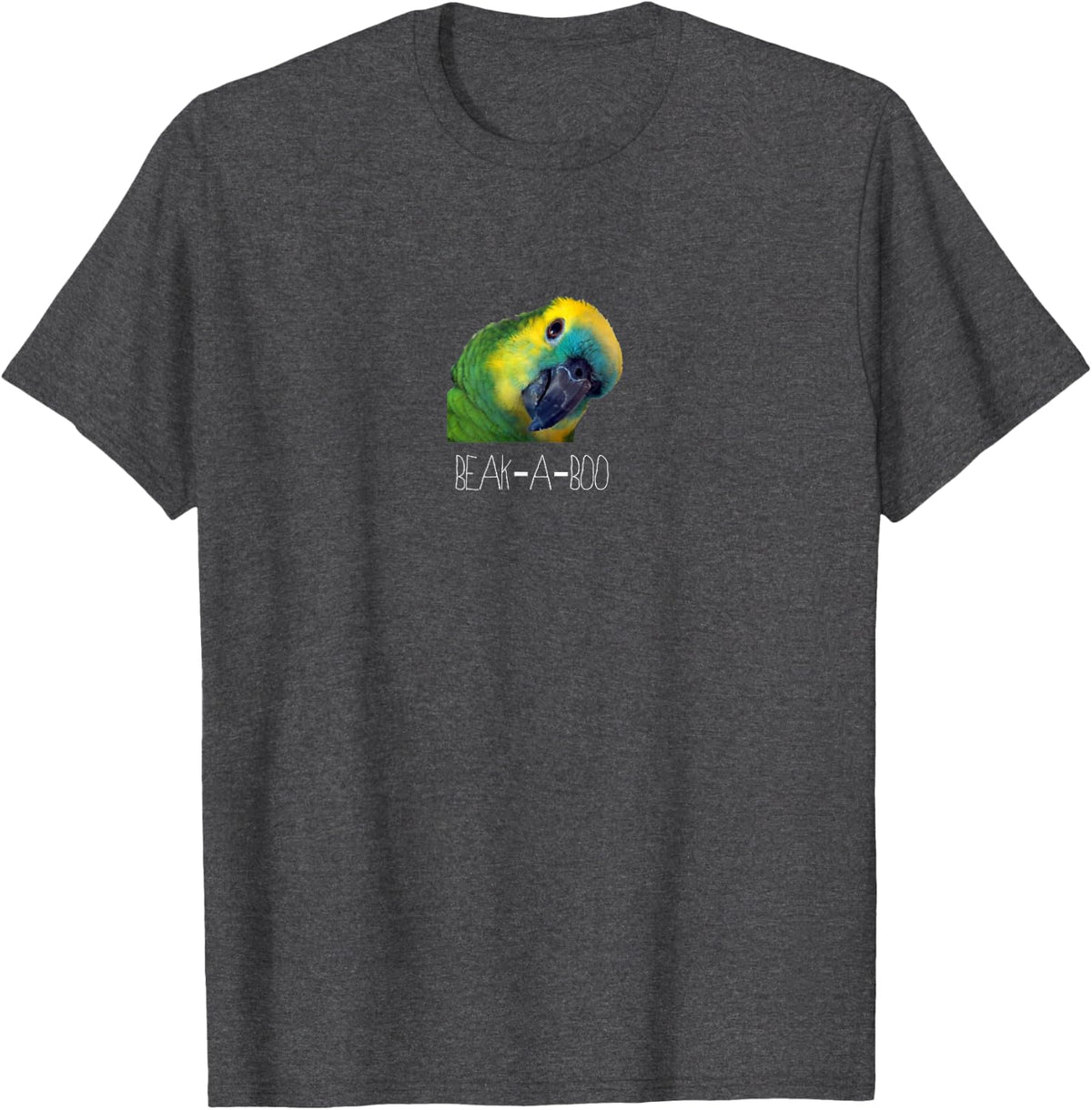 Green Amazon Parrot Bird Funny T-Shirt - Dark Heather Grey