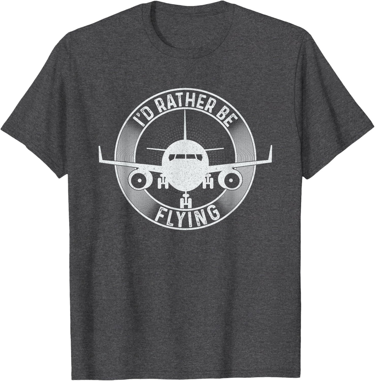Pilot Airplane Plane Aviation - I would Rather be Flying T-Shirt - Dark Heather Grey