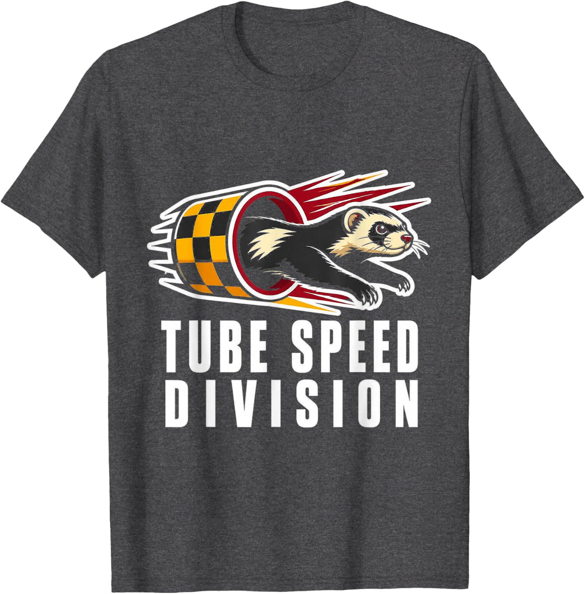 Ferret Racing Fastest Paws in Town Tube Speed Division T-Shirt - Dark Heather Grey