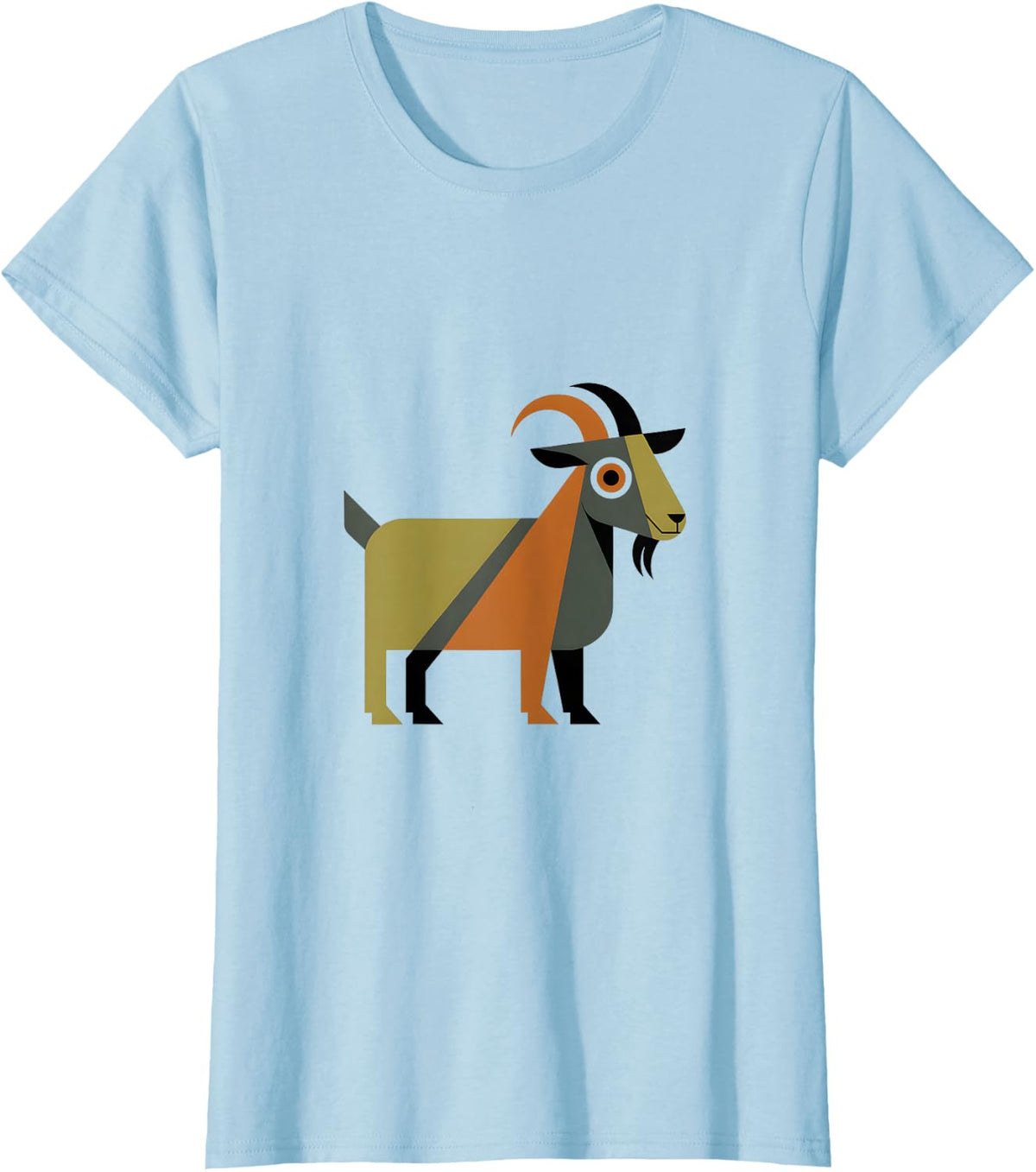 Retro Mid Century Modern Goat Graphic Vintage Farm Animal T-Shirt - Baby Blue