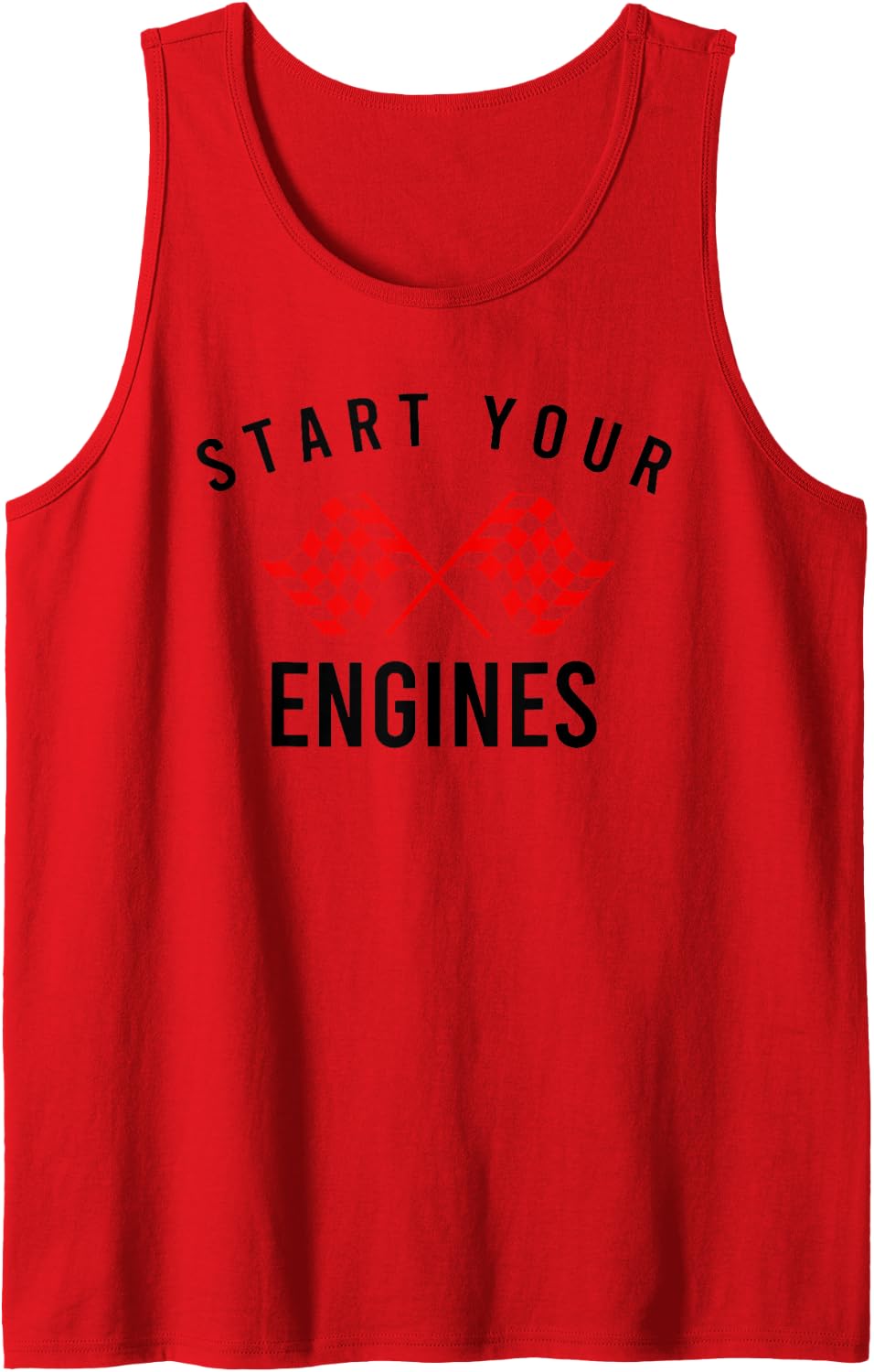 Start Your Engines Checkered Flag Tank Top - Red