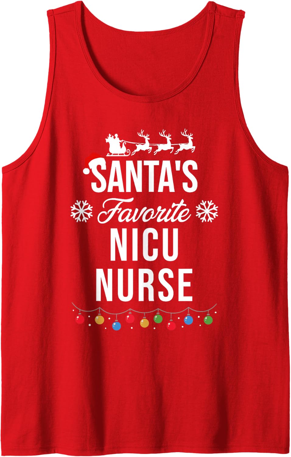 Santa's Favorite NICU Nurse Christmas Xmas Men Women Sleeveless Tank Top - Red