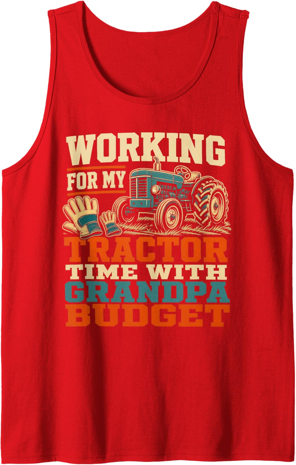 Men's Working for My Tractor Time with Grandpa Budget Sleeveless Tank Top - Red