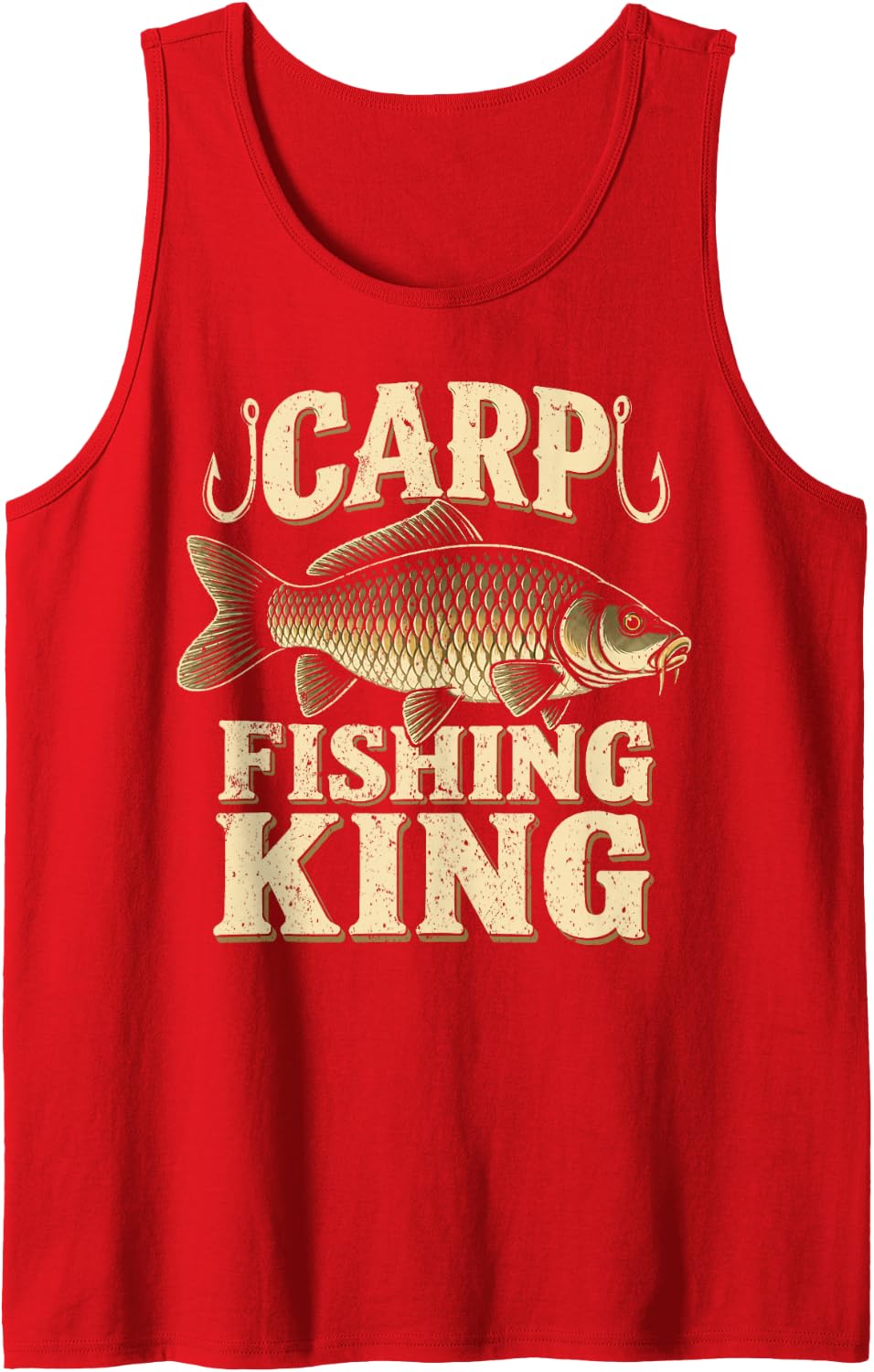 Carp Fishing King Fisherman Angler Carp Fish Angling Sleeveless Tank Top - Red