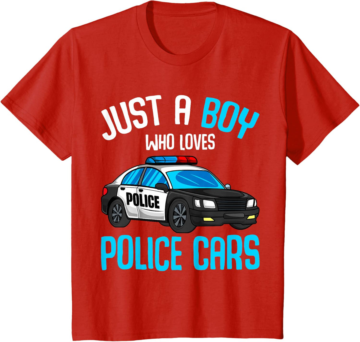 Just a Boy who Loves Police Cars Officer Policeman Kids T-Shirt - Red