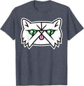 Cute Smooshed Face Persian Cat with Green Eyes Graphic T-Shirt - Heather Blue