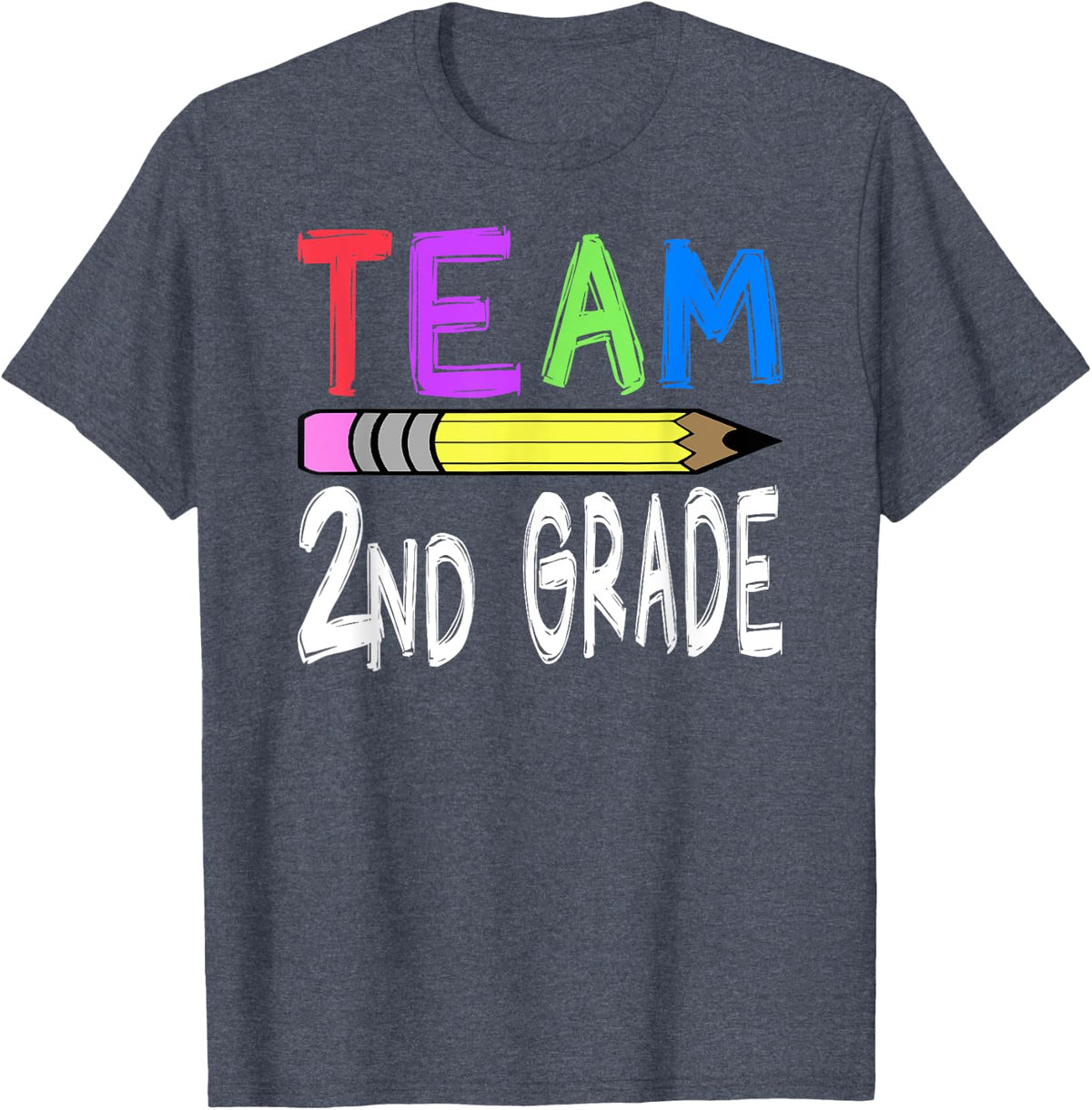 Team 2nd Second Grade Teacher School Tshirt - Heather Blue