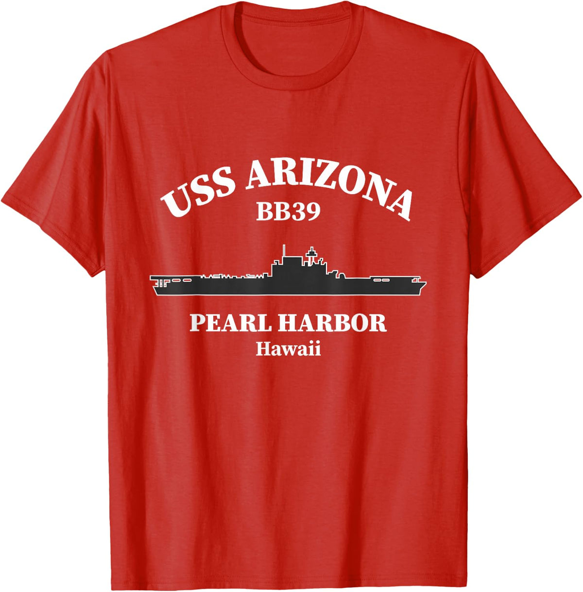 USS Arizona Battleship Pearl Harbor Memorial Day of Infamy T-Shirt - Red