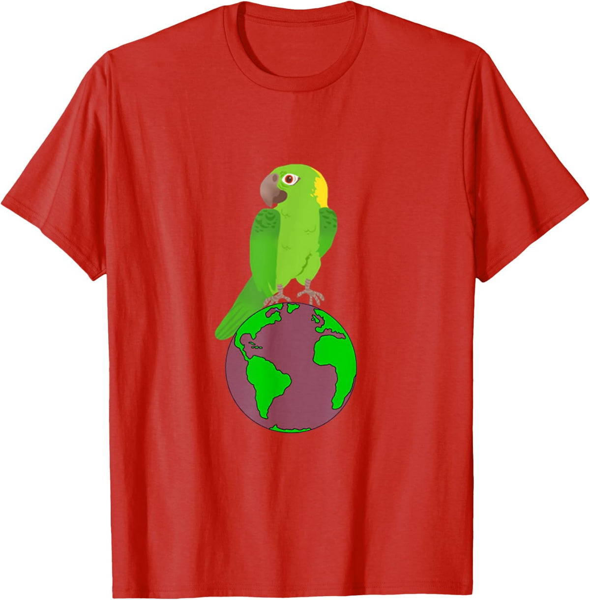 Exotic Bird "YELLOW NAPED AMAZON PARROT" design T-Shirt - Red