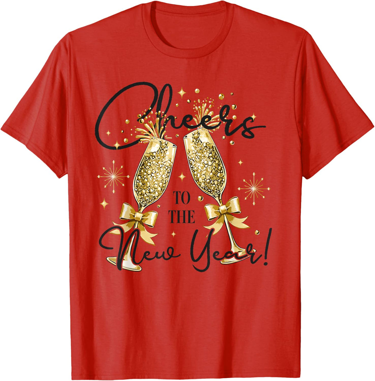 Happy New Year 2026 Cheers to A New Year Fireworks T-Shirt - Red