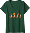 Women's Autumn Pumpkin Fall Ferret Thanksgiving Womens Mens Kids V-Neck T-Shirt - Dark Green