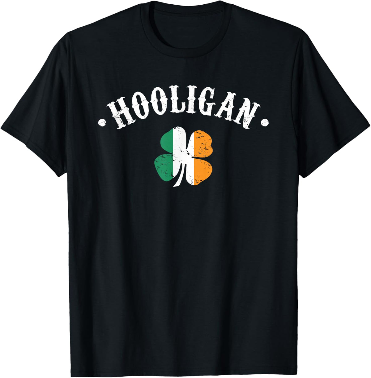 Hooligan St Patricks Day Irish Shamrock Flag T-Shirt T-Shirt - Black
