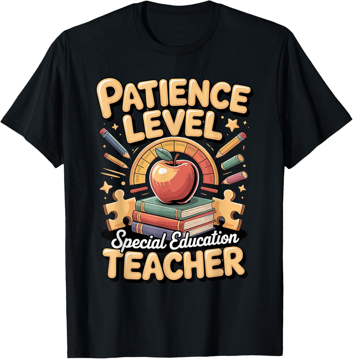 Patience Level Special Education Teacher SPED Classroom T-Shirt - Black